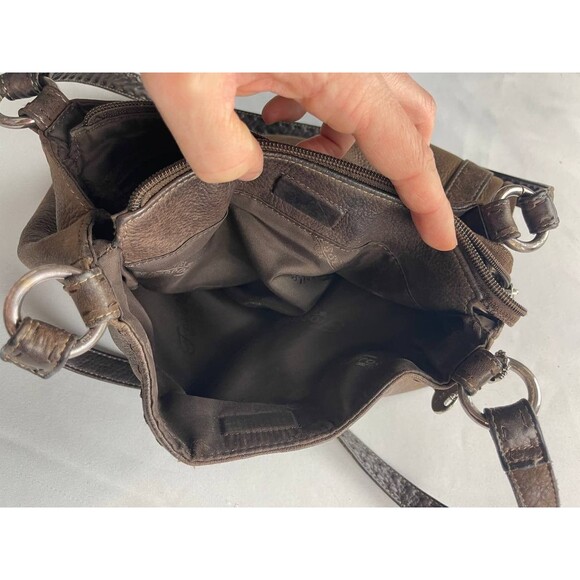 Vintage Fossil Brown Pebbled Leather Handbag Purse Hobo Shoulder Bag - Picture 5 of 10